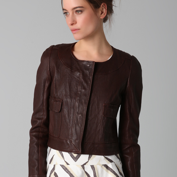 Thakoon Black Pocket Front Leather Jacket 6 NWOT - Picture 7 of 8